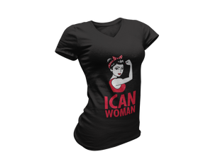 ICAN Woman "Can Do" V-Neck T-Shirt